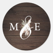 Boho Rustic Neutral Dried Palm Leaves Wedding Squa Ronde Sticker (Voorkant)