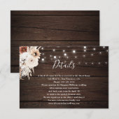 Boho Rustic Neutral Flowers Wedding Details Enclos Informatiekaartje (Voorkant / Achterkant)