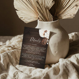 Boho Rustic Neutral Flowers Wedding Details Enclos Informatiekaartje