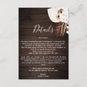 Boho Rustic Neutral Flowers Wedding Details Enclos Informatiekaartje (Voorkant)