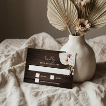 Boho Rustic Neutral Flowers Wedding RSVP Card