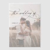 Boho Rustic Overlay Foto Huwelijk Vellum Uitnodigingen (Voorkant)