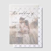 Boho Rustic Overlay Foto Huwelijk Vellum Uitnodigingen (Offset (Uitnodiging))
