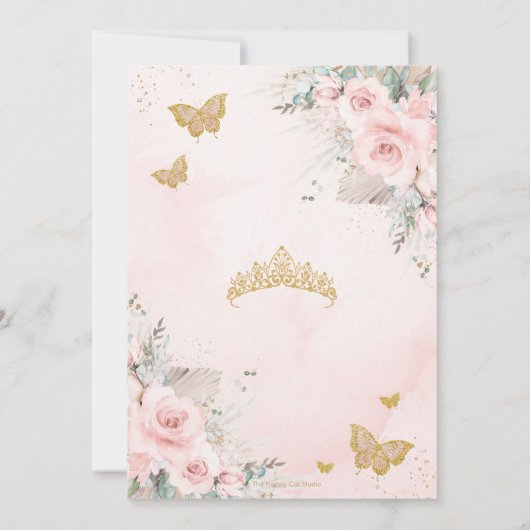 Boho Rustic Pampas Blush Roze Bloemen Quinceañera Kaart (Achterkant)