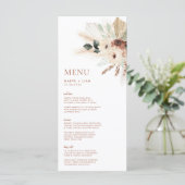 Boho Rustic Pampas Floral Wedding Menu & Drinken (Staand voorkant)