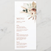 Boho Rustic Pampas Floral Wedding Menu & Drinken (Voorkant)