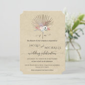 Boho rustic Pampas gras tropisch monogram bloem Kaart (Staand voorkant)
