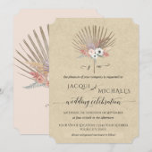 Boho rustic Pampas gras tropisch monogram bloem Kaart (Voorkant / Achterkant)
