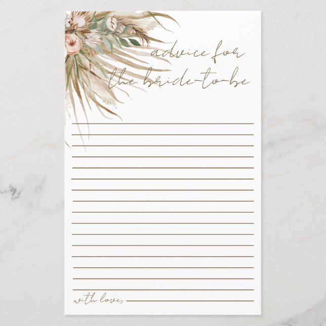 Boho Rustic Pampas Grass Floral Advies voor bruid (Voorkant)