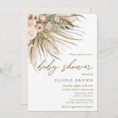 Boho Rustic Pampas Grass Floral Baby shower Kaart (Voorkant / Achterkant)