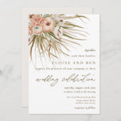 Boho Rustic Pampas Grass Peach Floral Wedding Kaart (Voorkant / Achterkant)