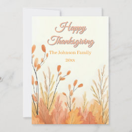 Boho Rustic Pampas Grass Thanksgiving Feestdagenkaart