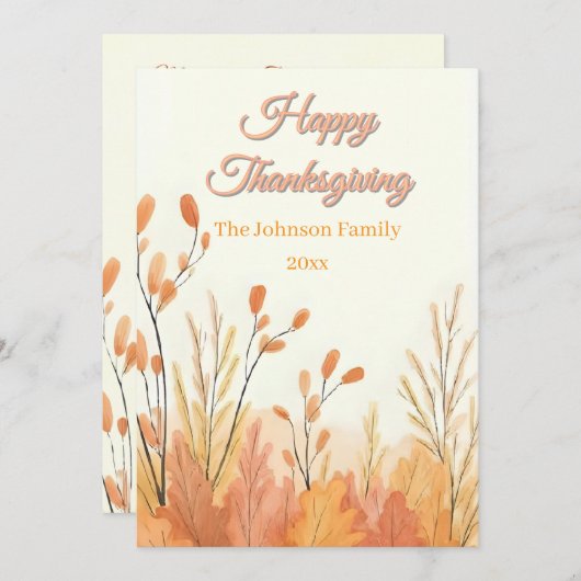 Boho Rustic Pampas Grass Thanksgiving Feestdagenkaart (Voorkant / Achterkant)