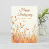 Boho Rustic Pampas Grass Thanksgiving Feestdagenkaart (Staand voorkant)