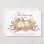 Boho Rustic Pampas Grass | Thanksgiving pompoen Kaart (Voorkant)