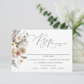 Boho Rustic Pampas Grass Wedding RSVP Kaart (Staand voorkant)