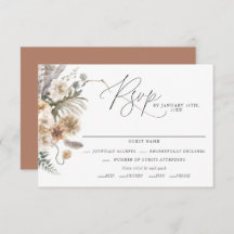 Boho Rustic Pampas Grass Wedding RSVP Kaart