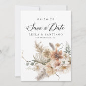 Boho Rustic Pampas Grass Wedding Save the Date Kaart (Voorkant)