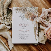Boho Rustic Pampas Grass Wedding Uitnodiging