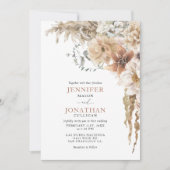 Boho Rustic Pampas Grass Wedding Uitnodiging (Voorkant)