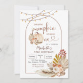 Boho Rustic Pampas Grass White Pumpkin Birthday Kaart (Voorkant)