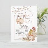 Boho Rustic Pampas Grass White Pumpkin Birthday Kaart (Staand voorkant)
