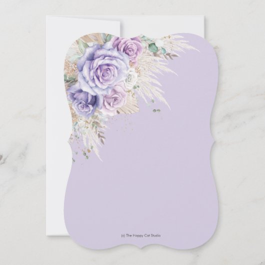 Boho Rustic Pampas Paarse Floral Quinceañera Kaart (Achterkant)