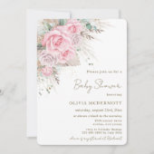 Boho Rustic Pampas Pink Floral Girl Baby shower Kaart (Voorkant)