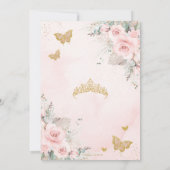 Boho Rustic Pampas Roze Bloemenkleed Quinceañera Kaart (Achterkant)