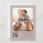 Boho Rustic Pampas Script QR 3 foto Huwelijk Kaart (Achterkant)