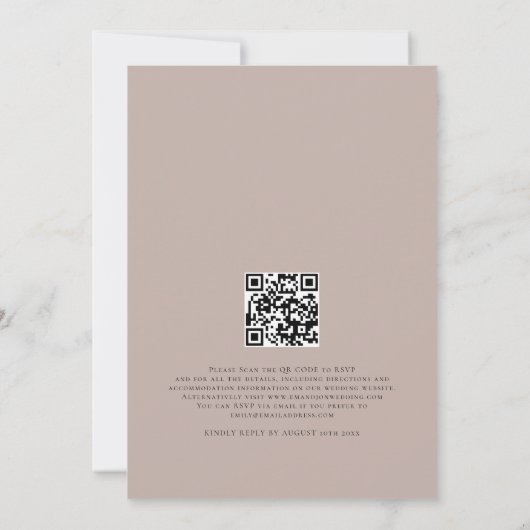 Boho Rustic Pampas Script QR Code Bruiloft Kaart (Achterkant)