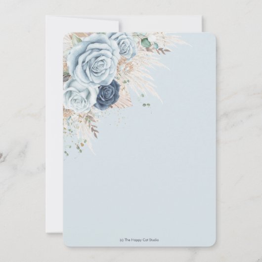 Boho Rustic Pampas Soft Blue Floral Baby shower Kaart (Achterkant)