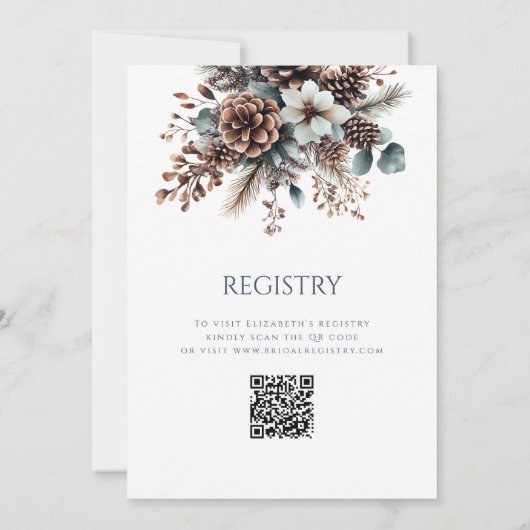 Boho Rustic Pinecone Floral QR Code Vrijgezellenfe Kaart (Achterkant)