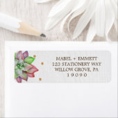 Boho Rustic Pink en Mint Floral Succulent Wedding Etiket (Insitu)