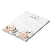 Boho Rustic Pink Floral Teacher Notitieblok (Linkerzijde)