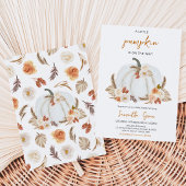 Boho Rustic Pompoen Baby Shower Kaart