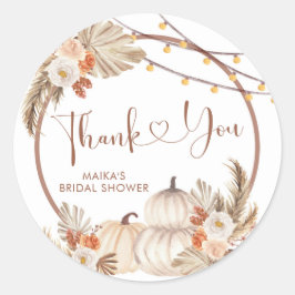 Boho Rustic Pompoen Herfst in Liefde Dankjewel Sti Ronde Sticker