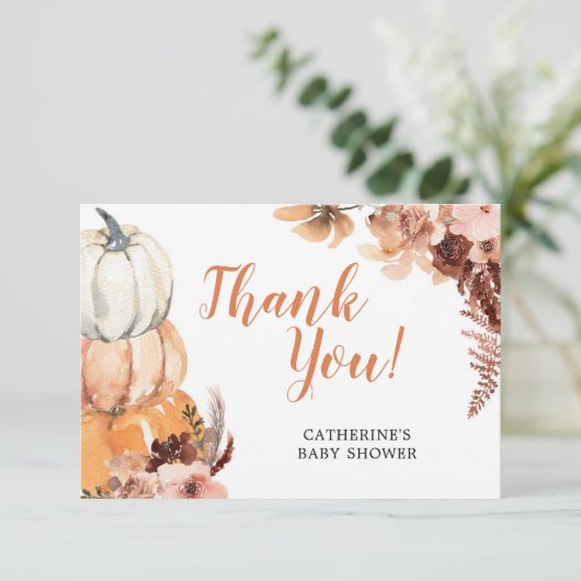 Boho Rustic Pumpkin Baby shower Dank je wel Bedankkaart (Staand voorkant)