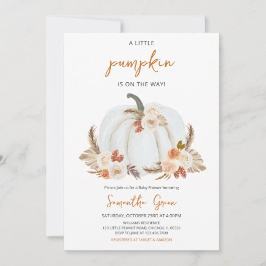 Boho Rustic Pumpkin Baby shower Kaart (Voorkant)