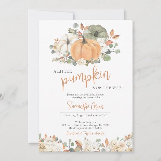 Boho Rustic Pumpkin Baby shower Kaart (Voorkant)