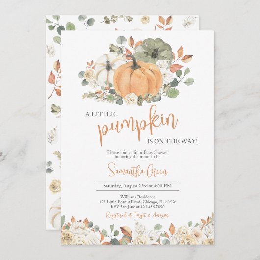 Boho Rustic Pumpkin Baby shower Kaart (Voorkant / Achterkant)