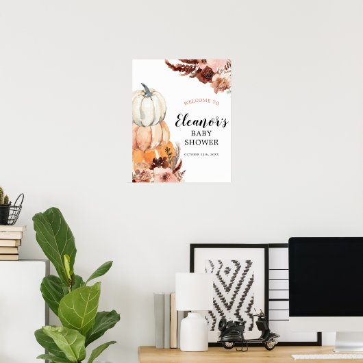Boho Rustic Pumpkin Baby shower Welkomstteken Poster (Thuiskantoor)