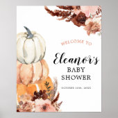Boho Rustic Pumpkin Baby shower Welkomstteken Poster (Voorkant)