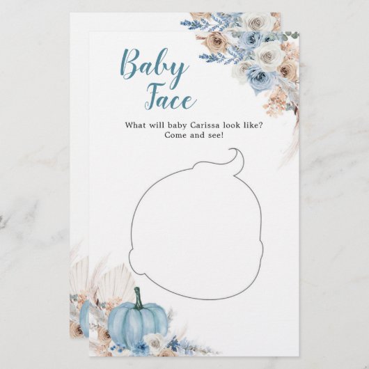 Boho Rustic Pumpkin Herfst Baby shower Baby Face (Voorkant / Achterkant)