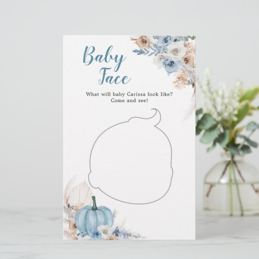 Boho Rustic Pumpkin Herfst Baby shower Baby Face (Staand voorkant)