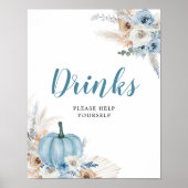 Boho Rustic Pumpkin Herfst Baby shower Drink Sign Poster (Voorkant)