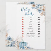 Boho Rustic Pumpkin Herfst Baby Traits Games (Voorkant / Achterkant)