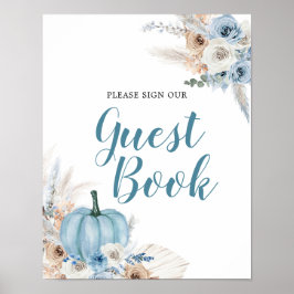Boho Rustic Pumpkin Herfst Guest Book Sign Poster