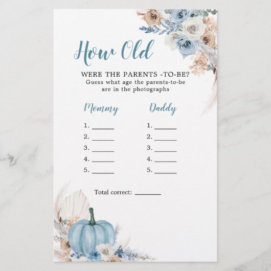 Boho Rustic Pumpkin Herfst hoe oud de ouders zijn (Voorkant)
