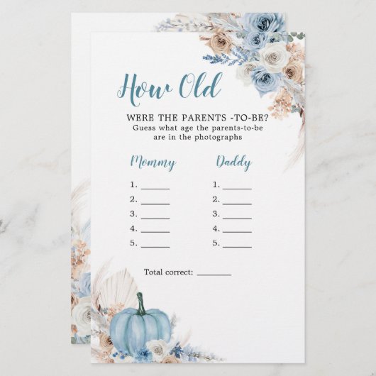 Boho Rustic Pumpkin Herfst hoe oud de ouders zijn (Voorkant / Achterkant)